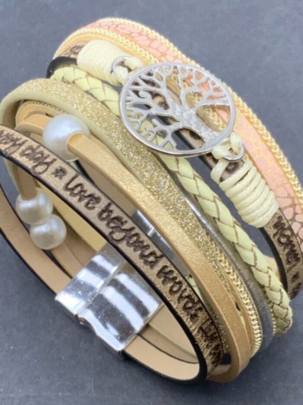 Tree of Life Multi Strand Bracelet Magnetic Clasp